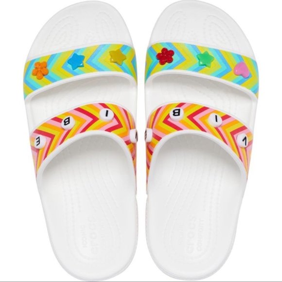 CROCS Shoes - Limited Edition Crocs Women's  Classic Festival Vibes Sandals  White 7